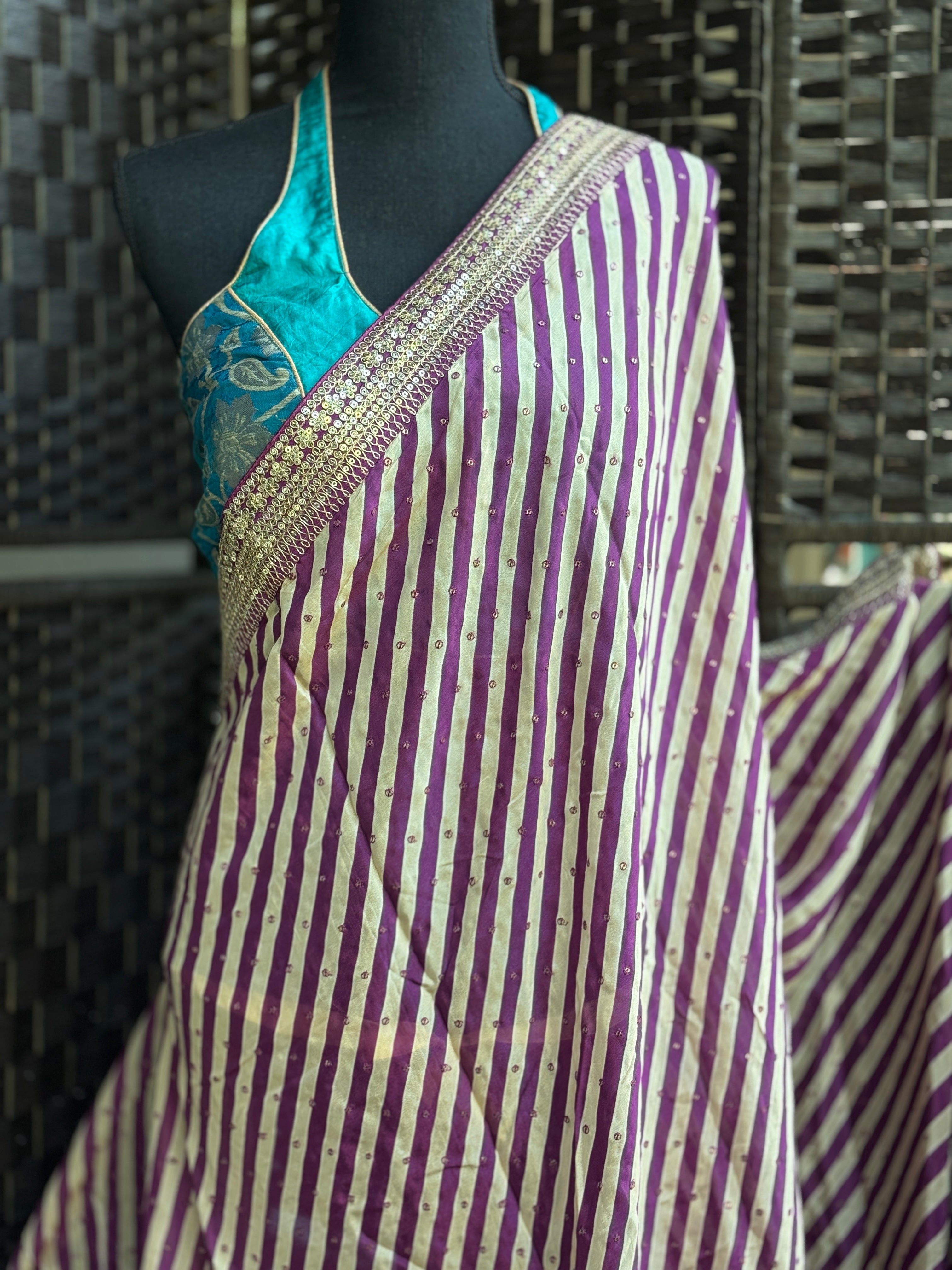 Designer Georgette- Purple Leheriya