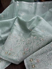 Tissue Linen - Mint Embroidered