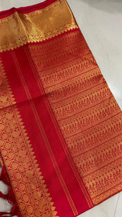 Pure Silk Broade Kanjivaram - Red Pure Zari Woven