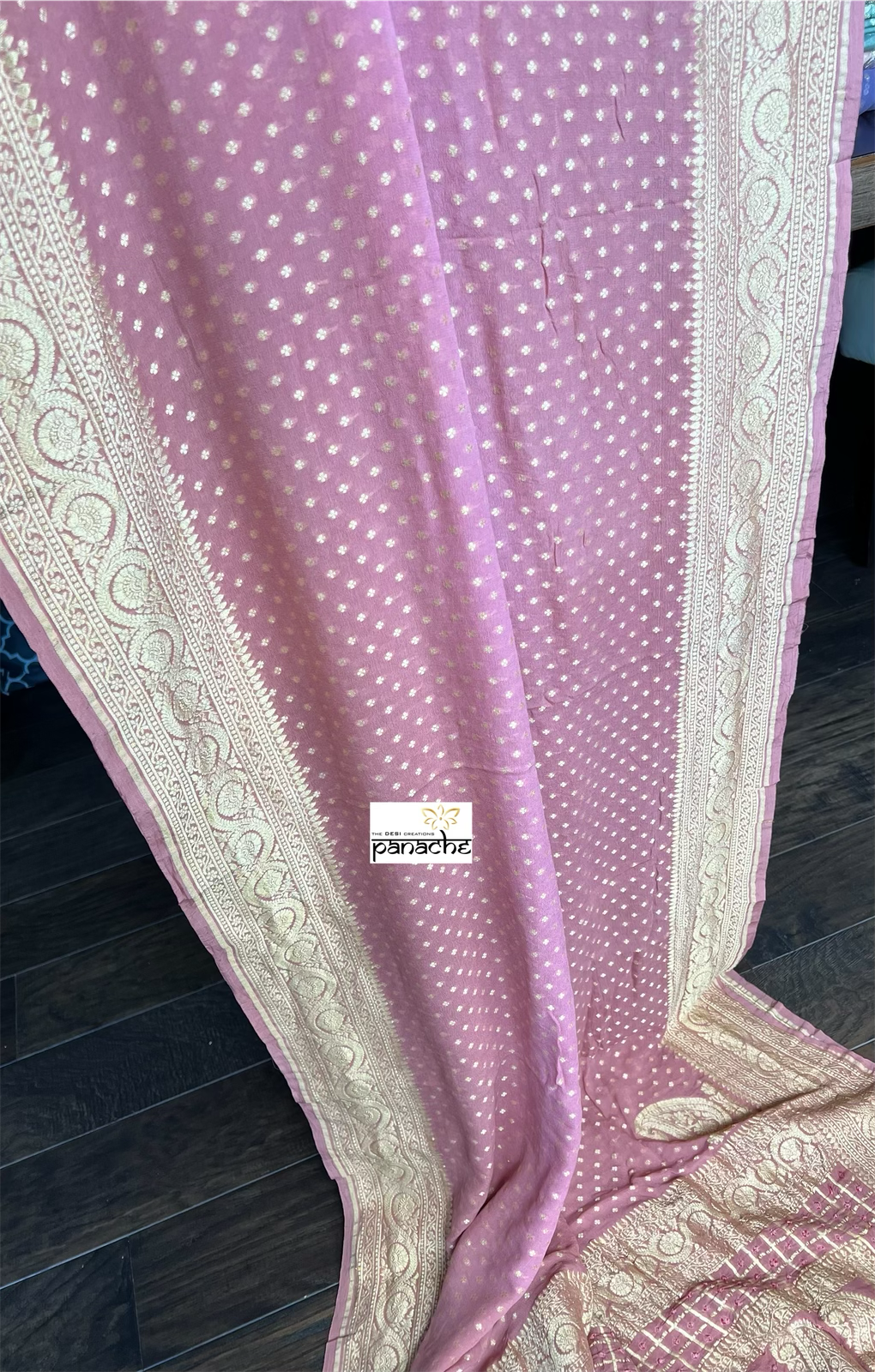 Khaddi Georgette Banarasi - Ombré Pink Bandhej
