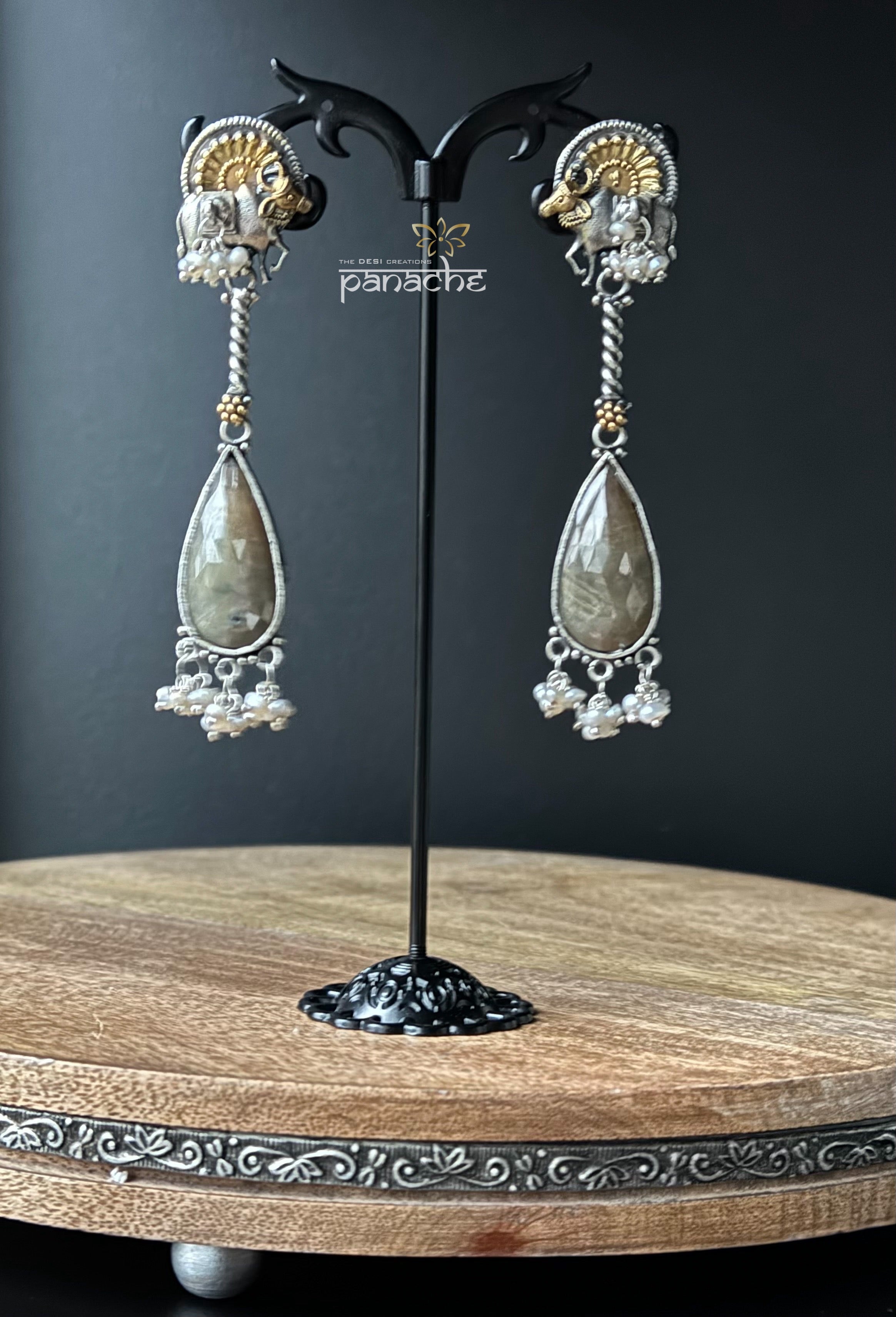 Artisan Earring 925 Silver - Dual Tone Dangler