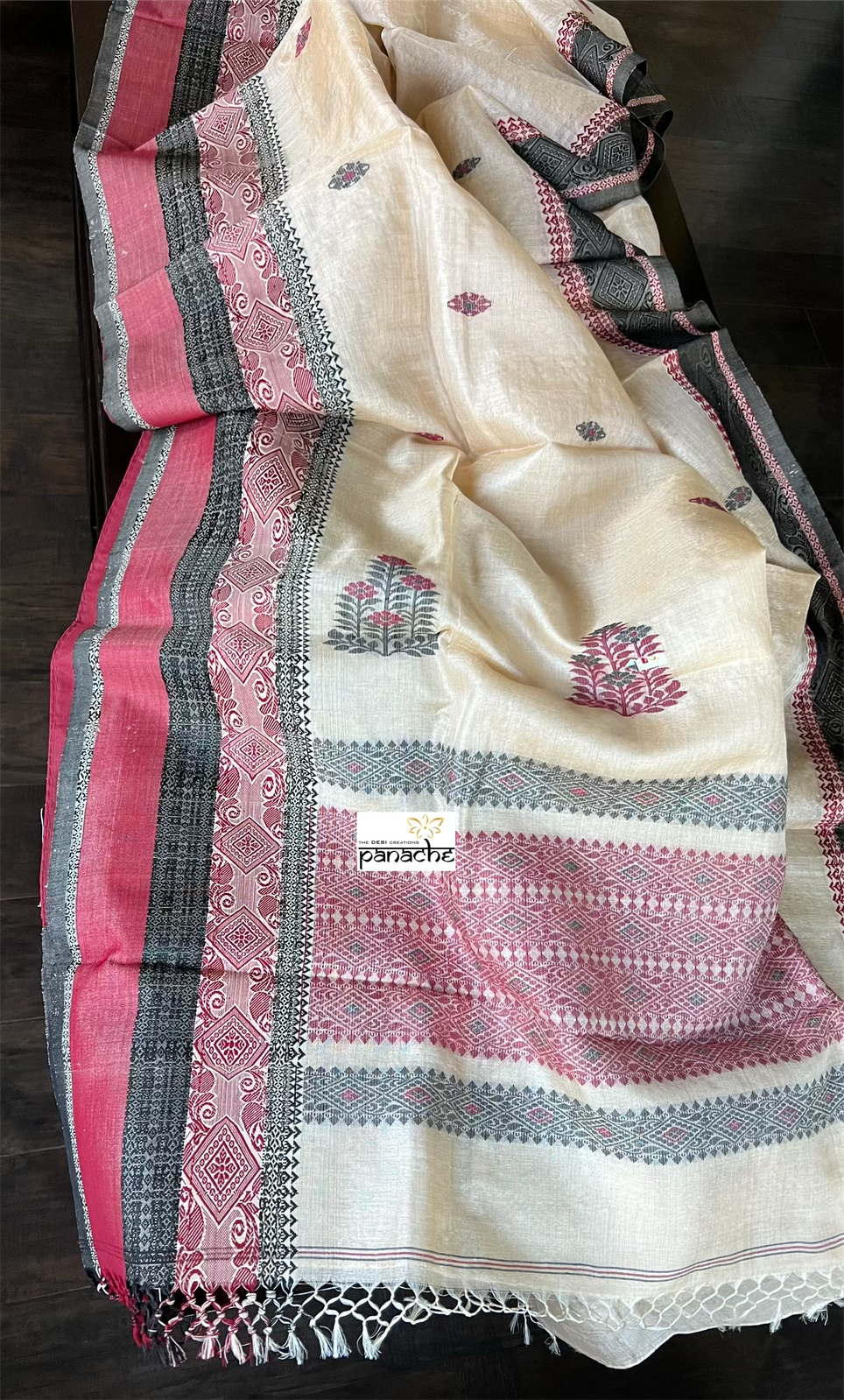 Pure Gachi Tussar Silk - Tussar Color Black Maroon