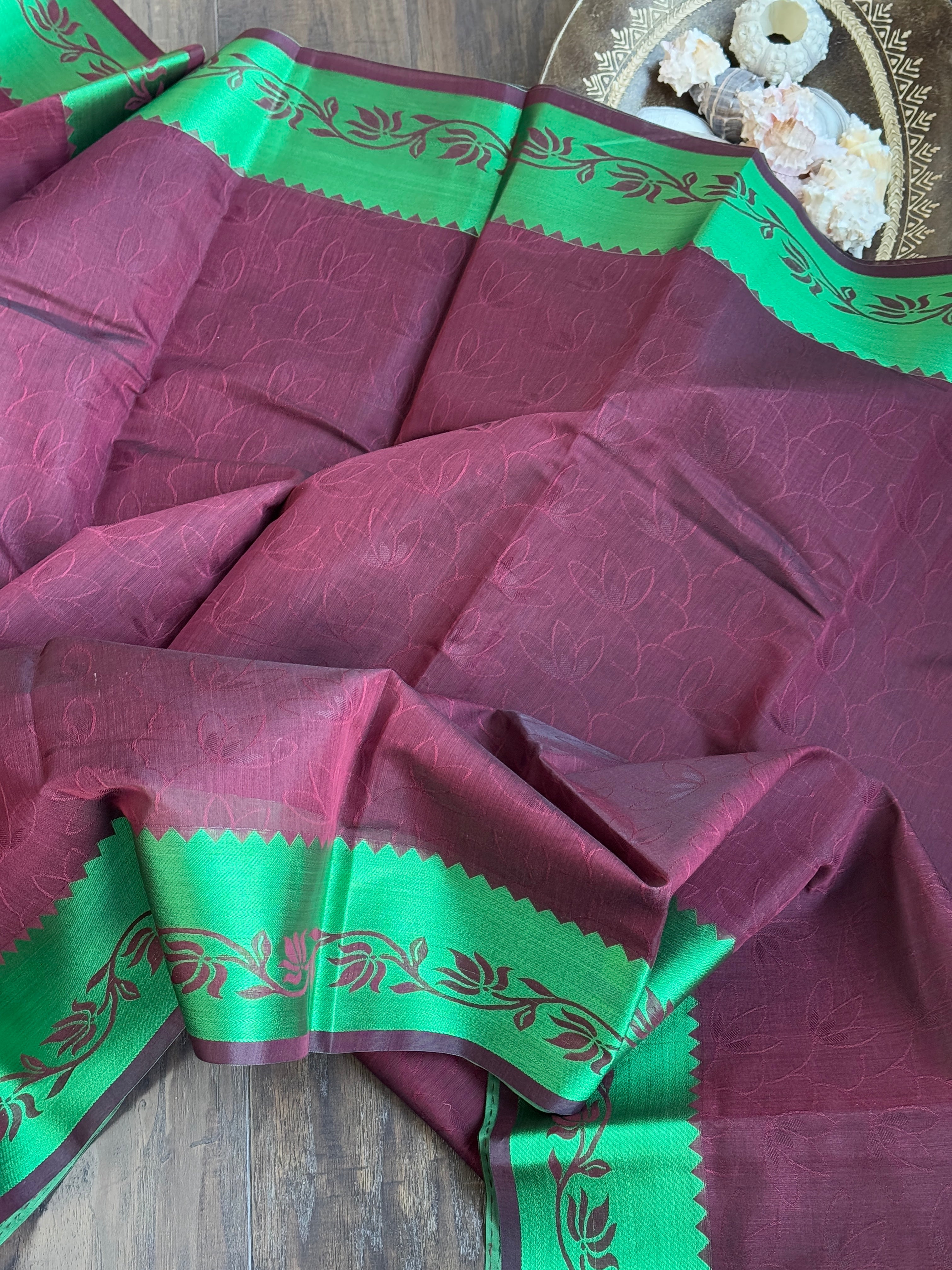 Cotton Silk Kanjivaram - Marion Green Tanchui