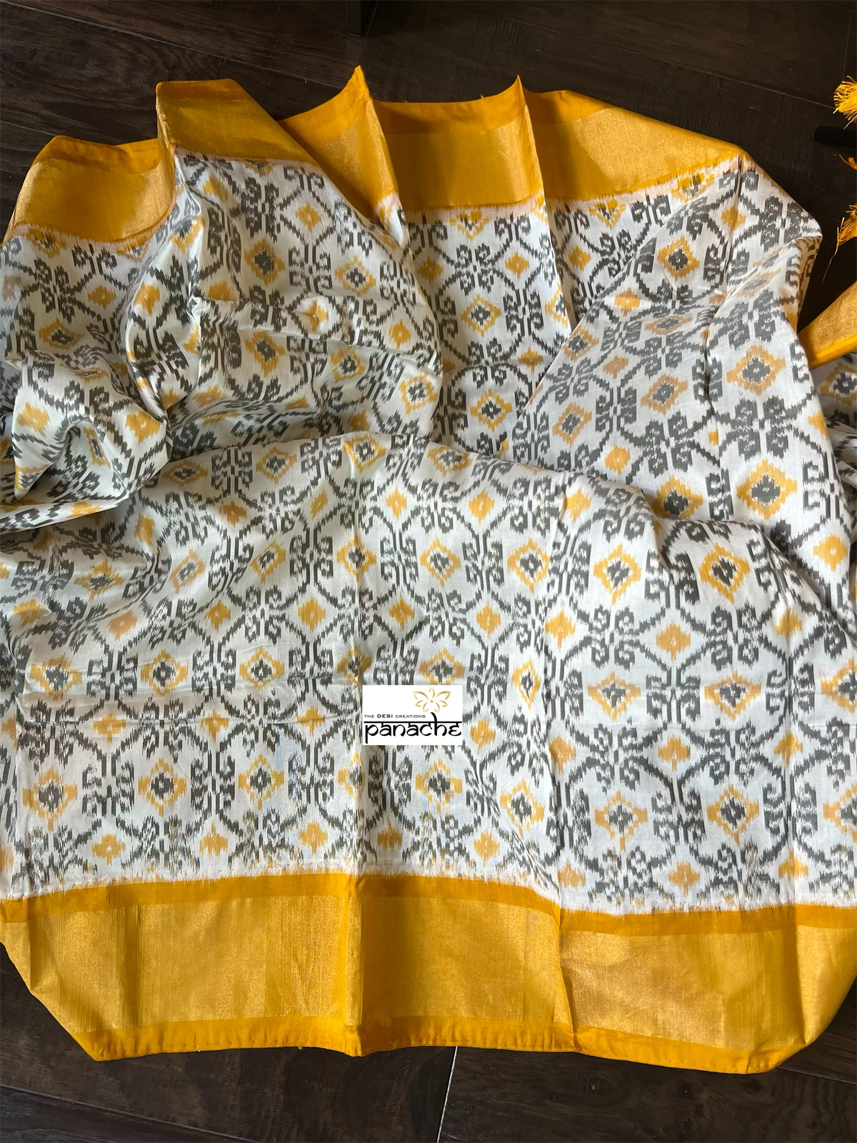 Pure Silk Ikat - Yellow Black Pochampally