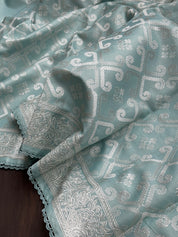 Designer Soft Silk - Light Blue Embroidered