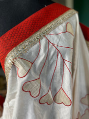 Designer Soft Silk Appliquéd Embroidered - Offwhite Brown Masaba Inspired