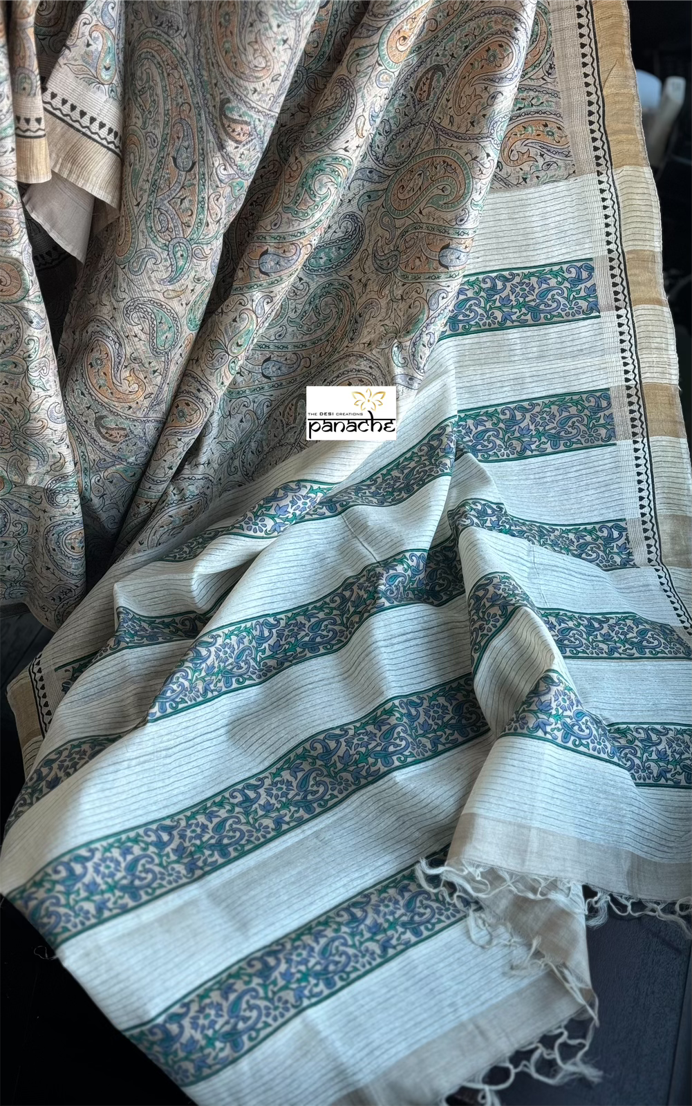Pure Gicha Tussar Silk -  Beige Digital Printed