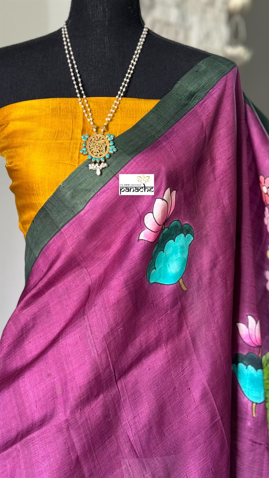 Silver Beaded Necklace - Odissa pendent Turquoise Pearl