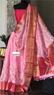 Embroidered Linen Silk - Bubblegum Pink