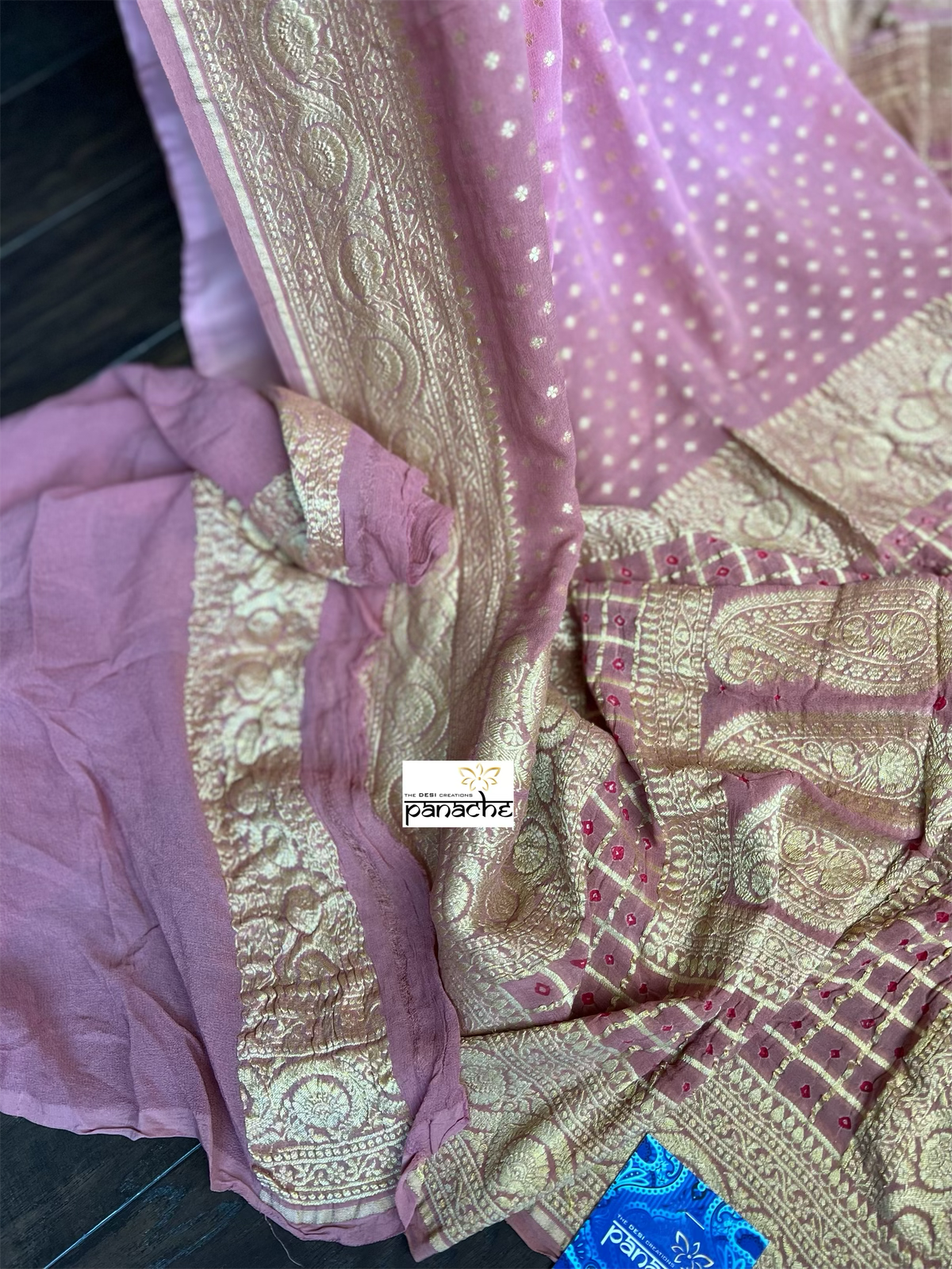 Khaddi Georgette Banarasi - Ombré Pink Bandhej