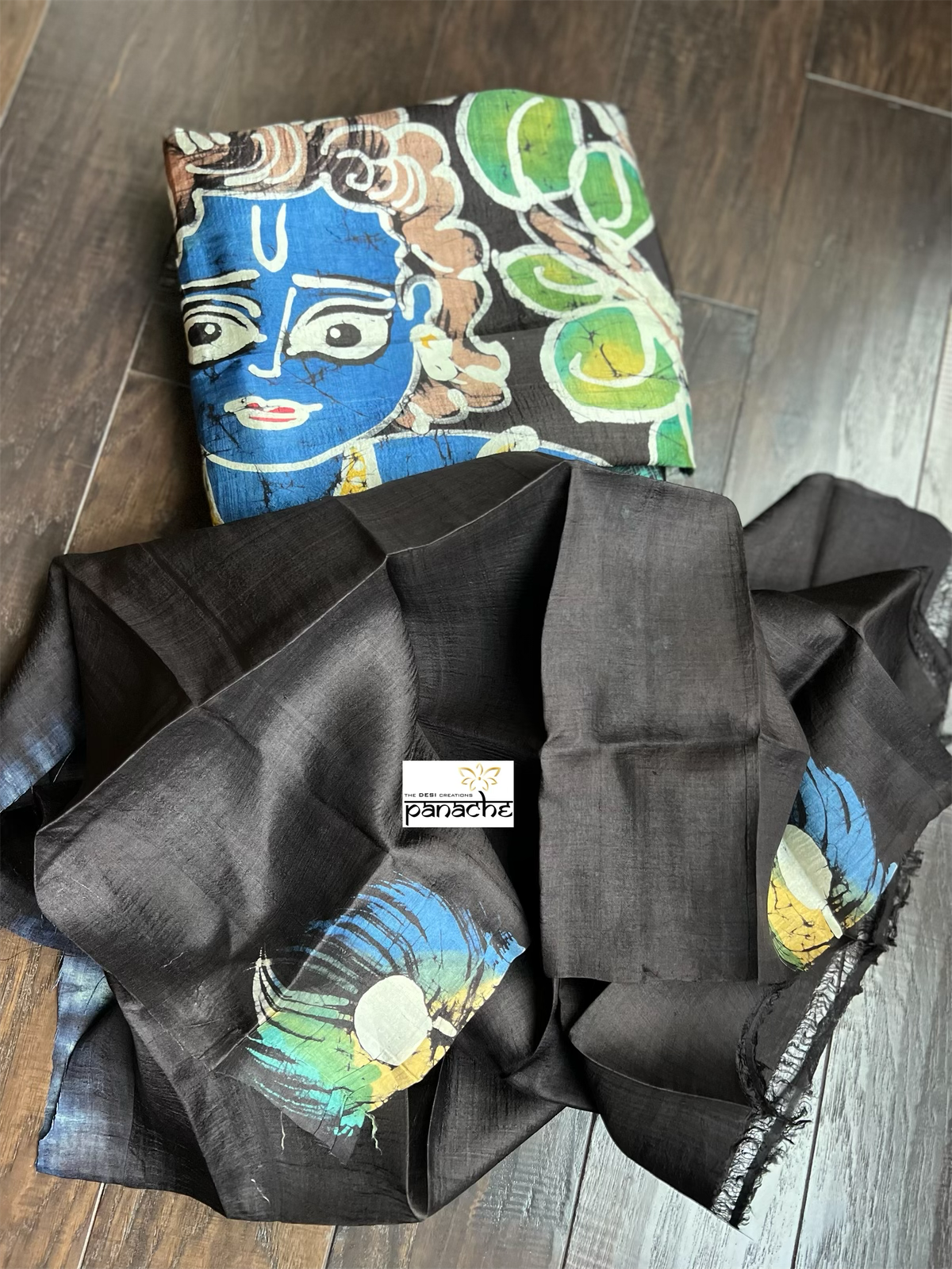 Pure Silk - Hand Batik Black Green