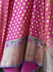 Katan Silk Banarasi - Shot Pink Paithani Woven