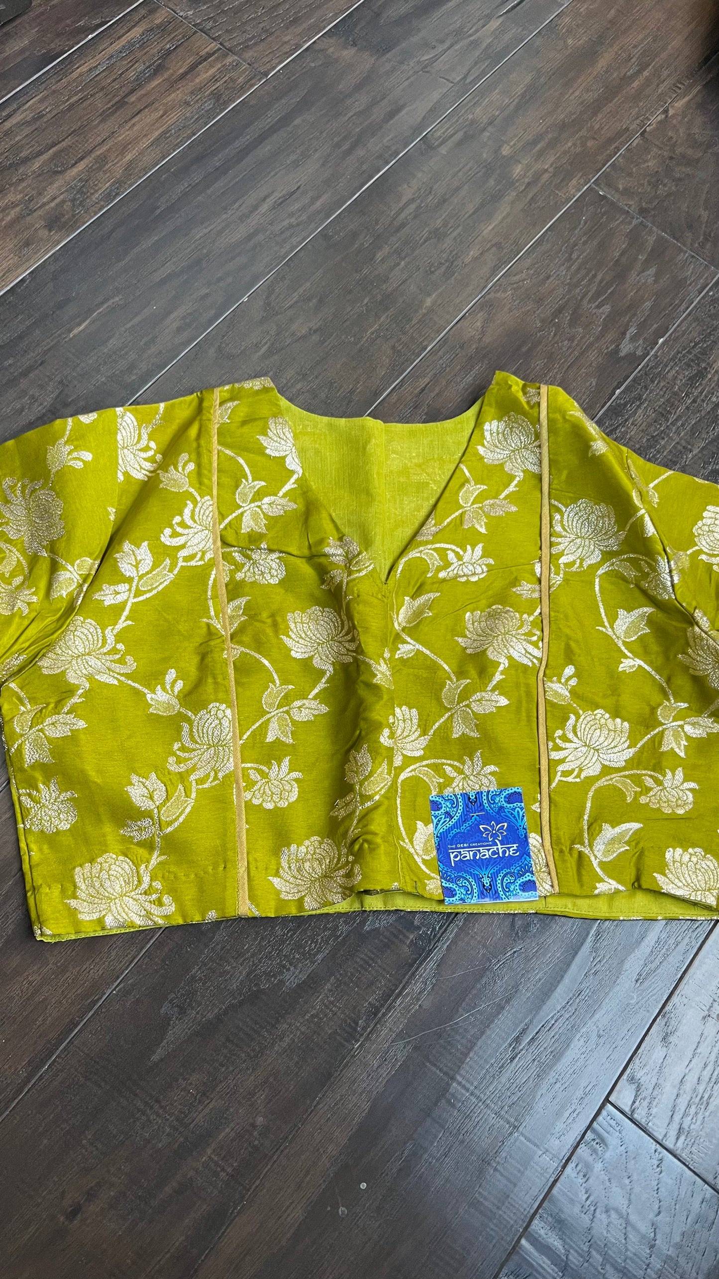 Designer Blouse - Lime Green Woven