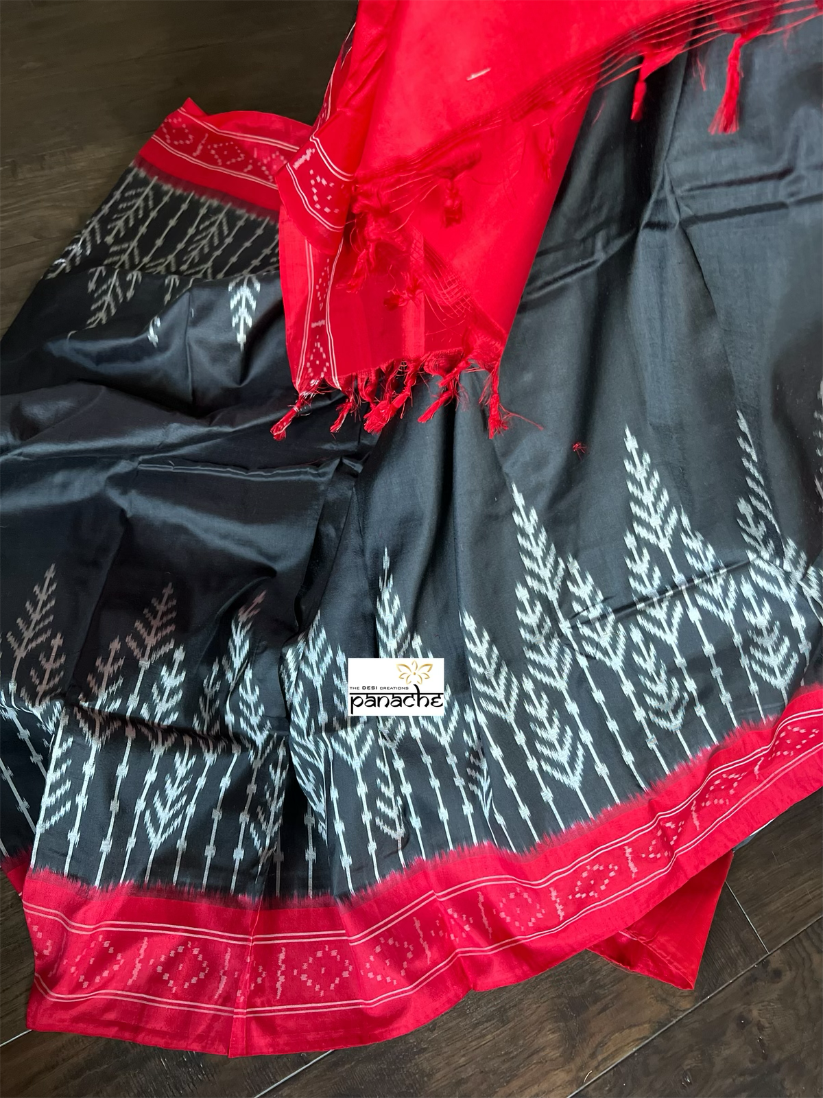 Pure Silk Ikat - Black Red Pochampally