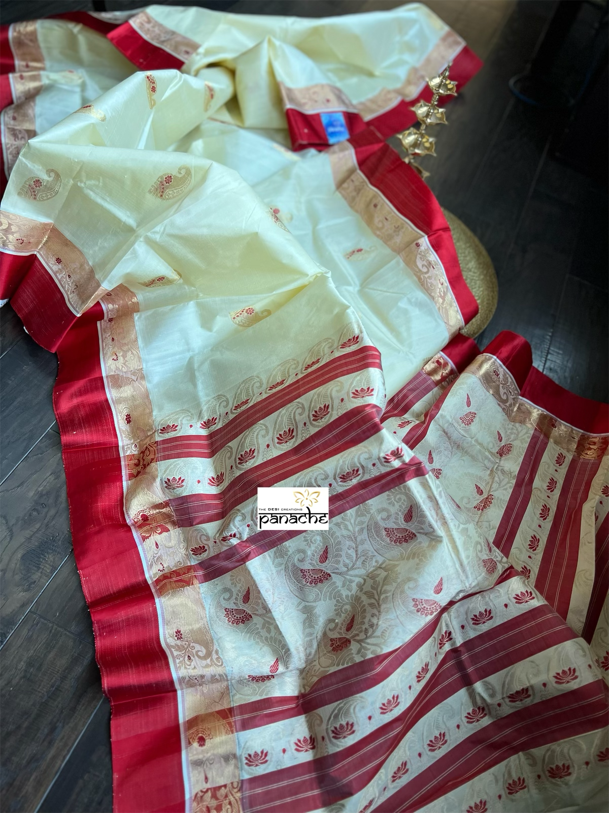 Pure Garad Silk- Light Butter Yellow Red
