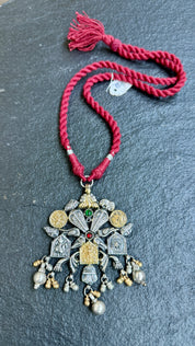 Silver 92.5 Tassel Necklace - Tribal Fusion Pendant