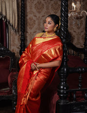 Pure Silk Broade Kanjivaram - Red Pure Zari Woven