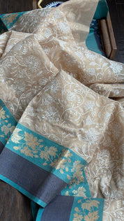 Tissue Kota Silk Embroidered - Golden Beige FIrozi