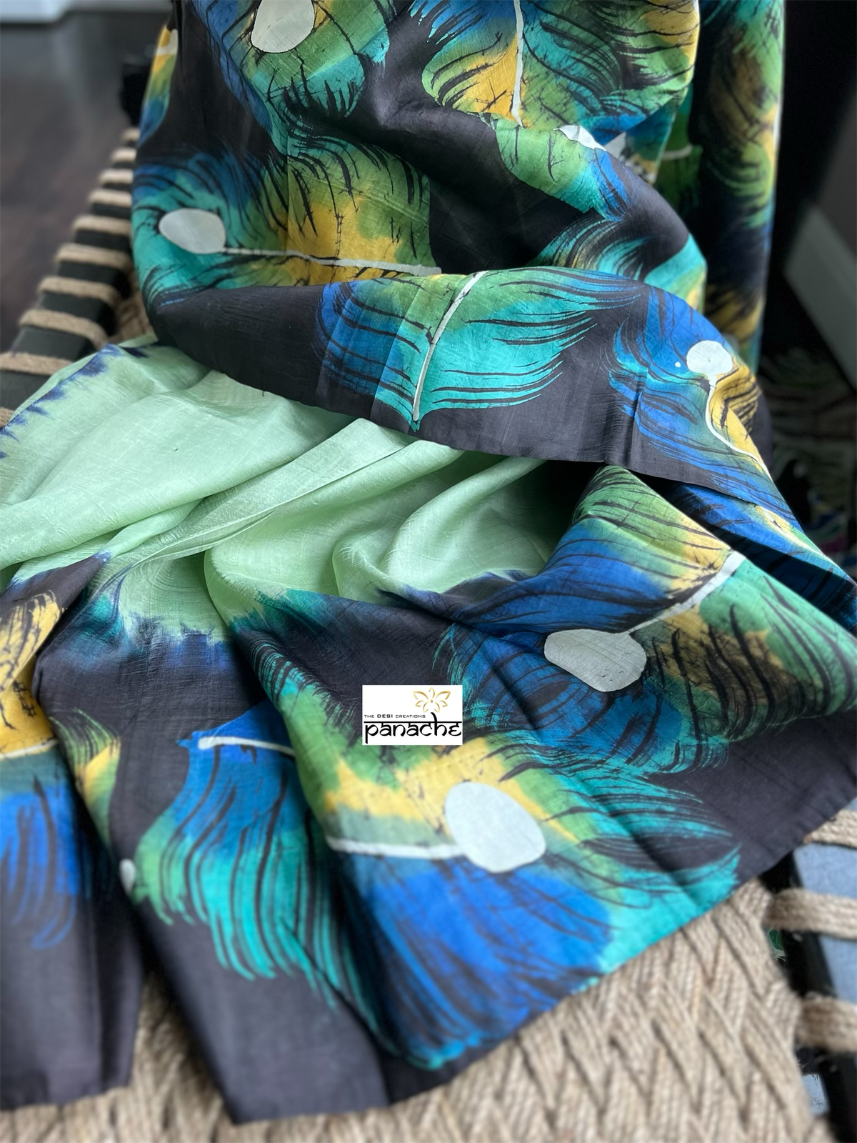 Pure Silk - Hand Batik Black Green