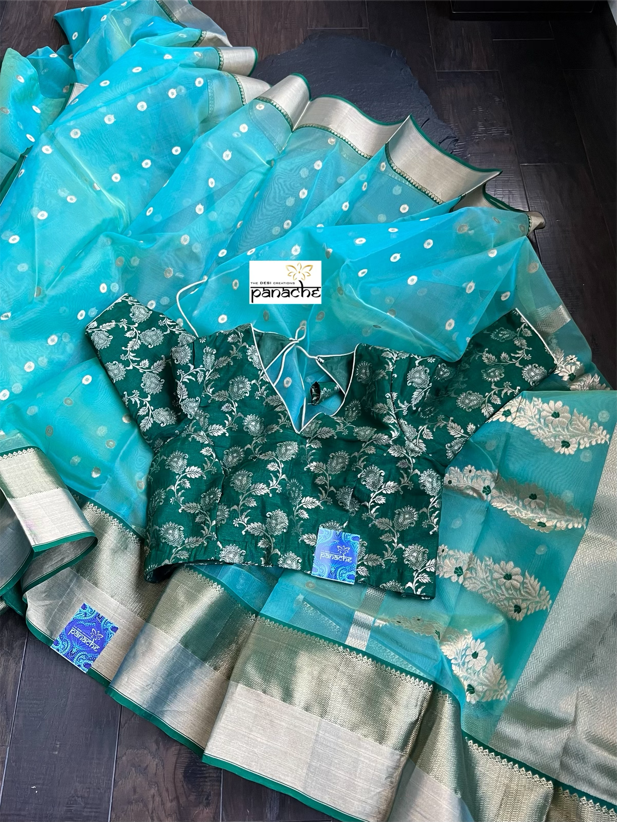 Designer Blouse - Green Zari Woven