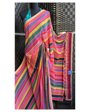 Georgette Designer Inspired Drape - Pink Yellow Purple