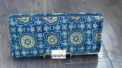 Ajrakh Clutch - Indigo Blue Brown