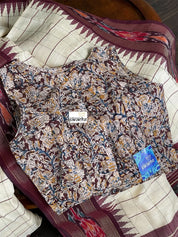 Designer Cotton Blouse - Brown Kalamkari