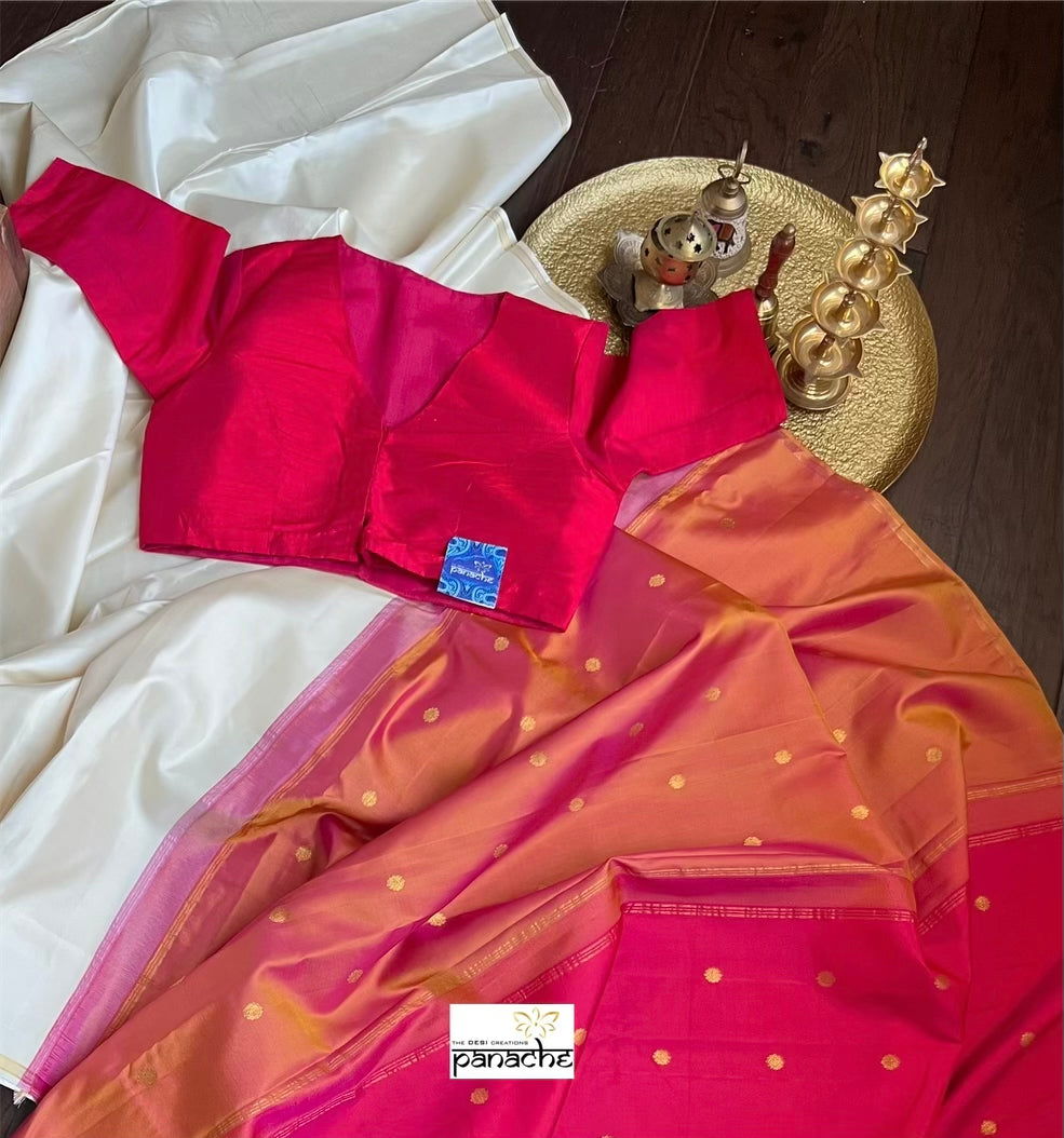 Designer Blouse - Shot Pink Raw Silk