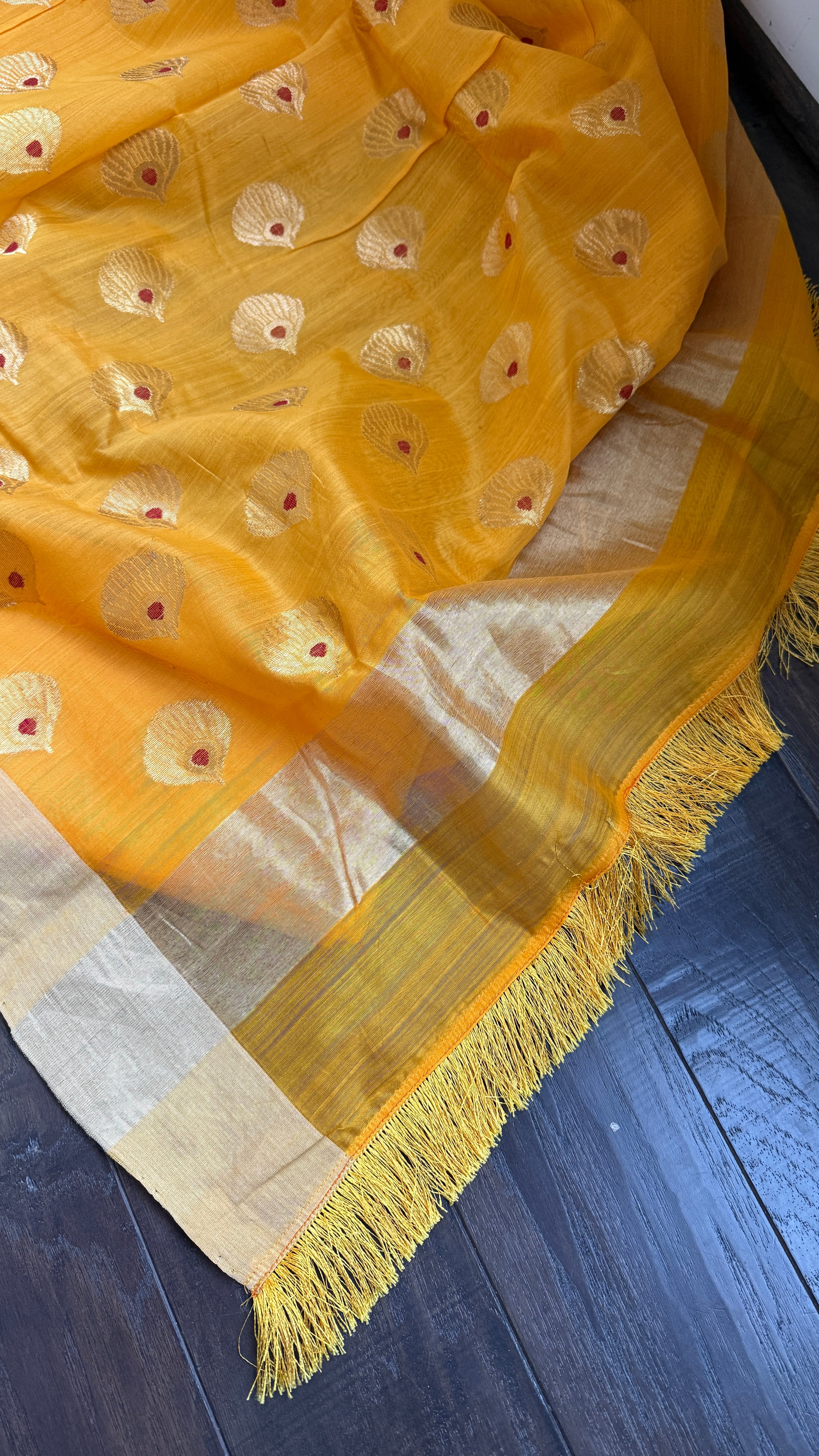 Chanderi Silk Cotton - Mango Yellow Woven