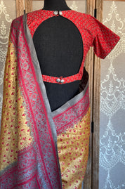Designer Blouse - Black Red Grey