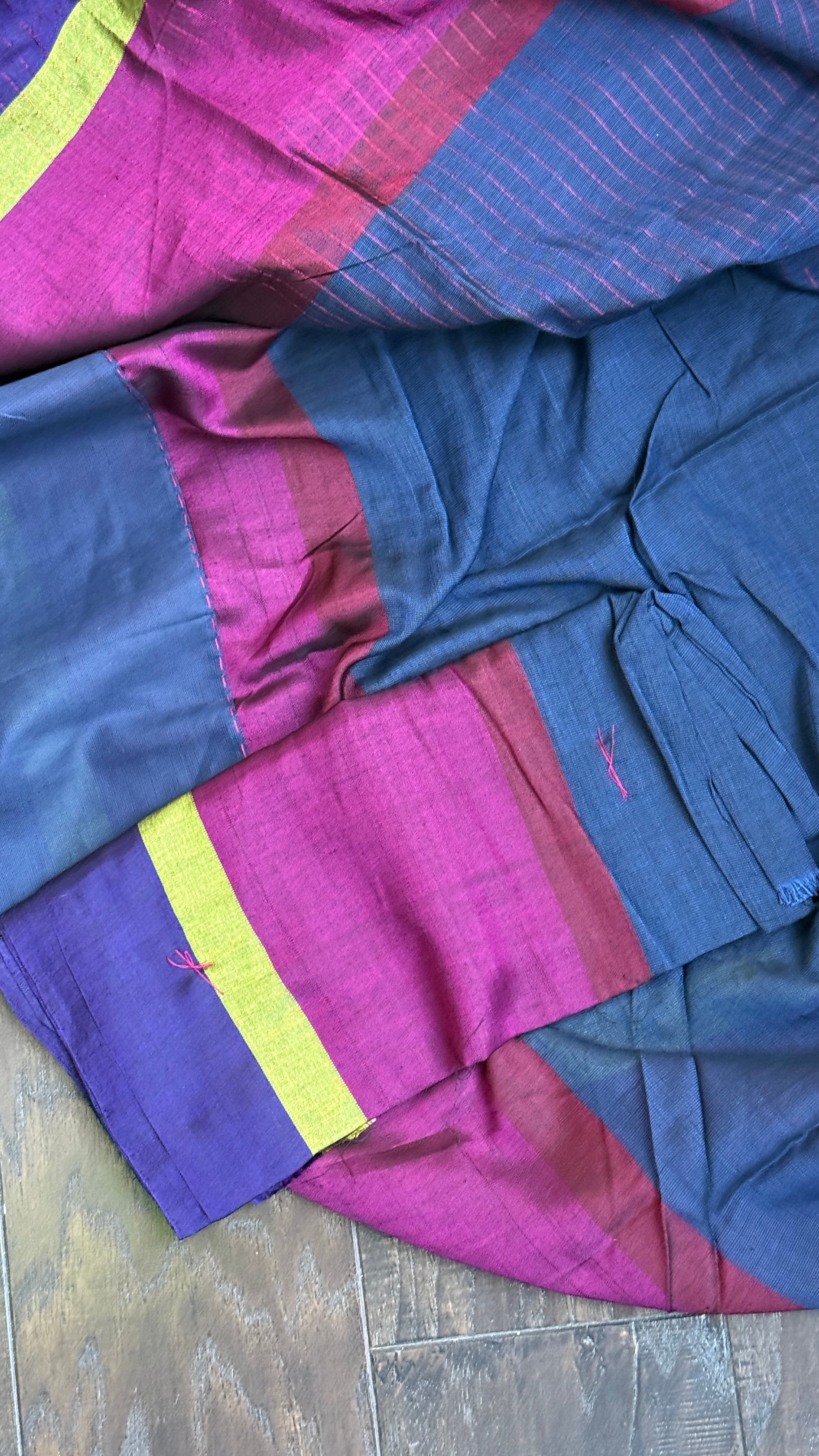 Pure Cotton Satin - Midnight Blue Striped