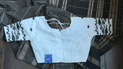 Designer Blouse - White Black Jamdaani