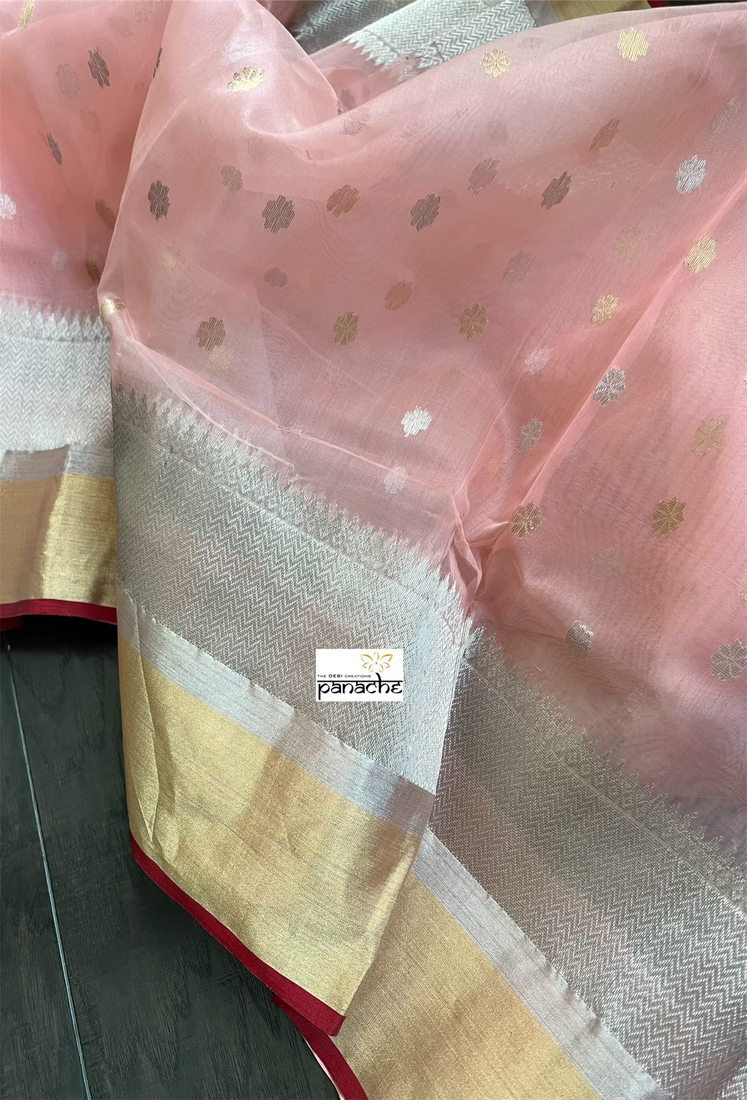 Chanderi Organza Silk - Peach