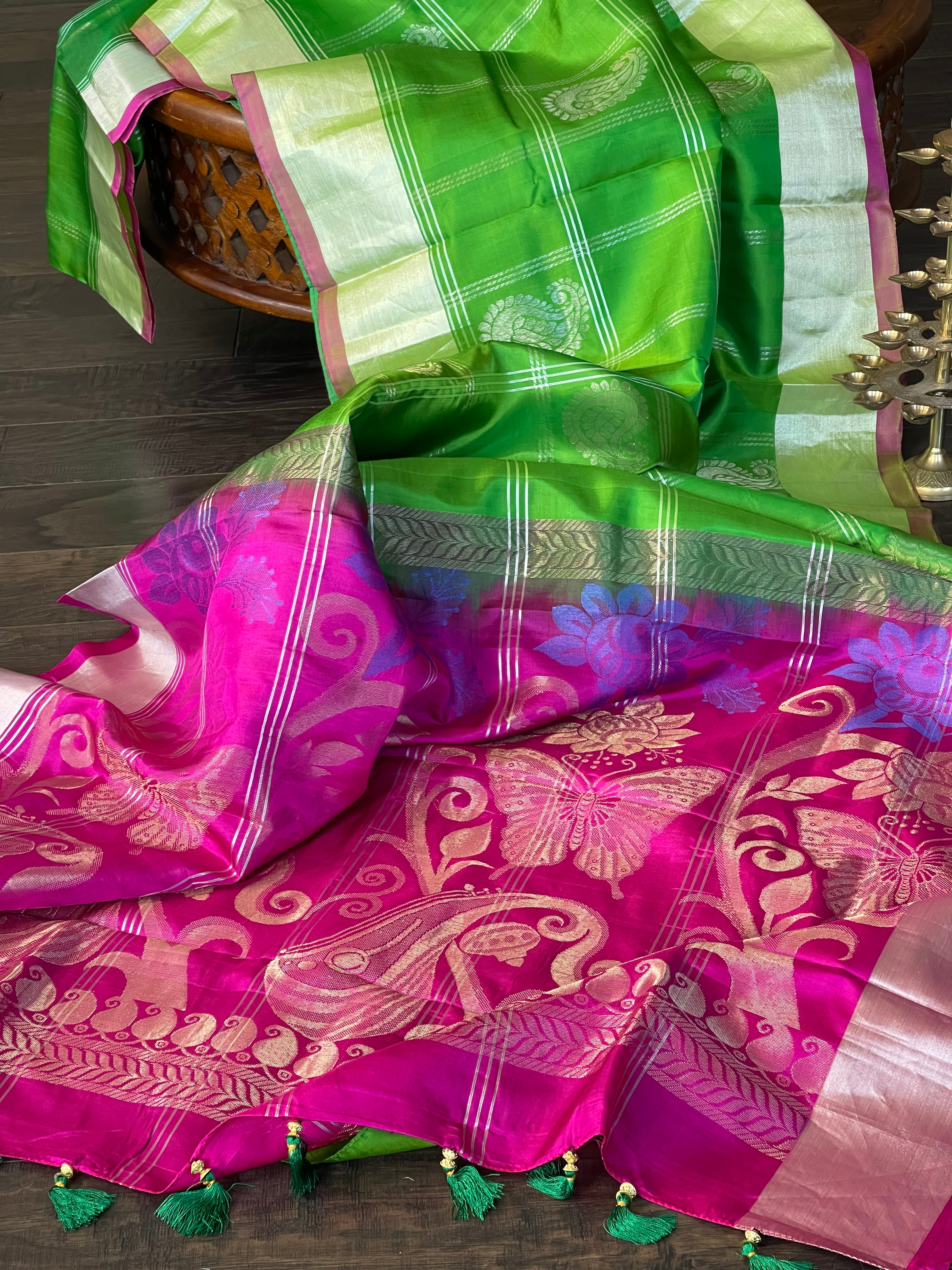 Silk Kanjivaram - Green Checkered