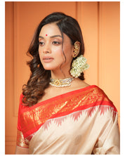 Pure Silk Gadwal - Tan Red Black Ganga Yamuna