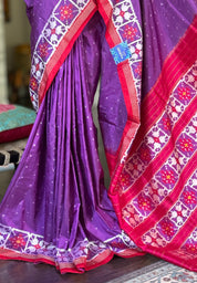 Pure Silk Ikat - Purple Red Pink Pochampally