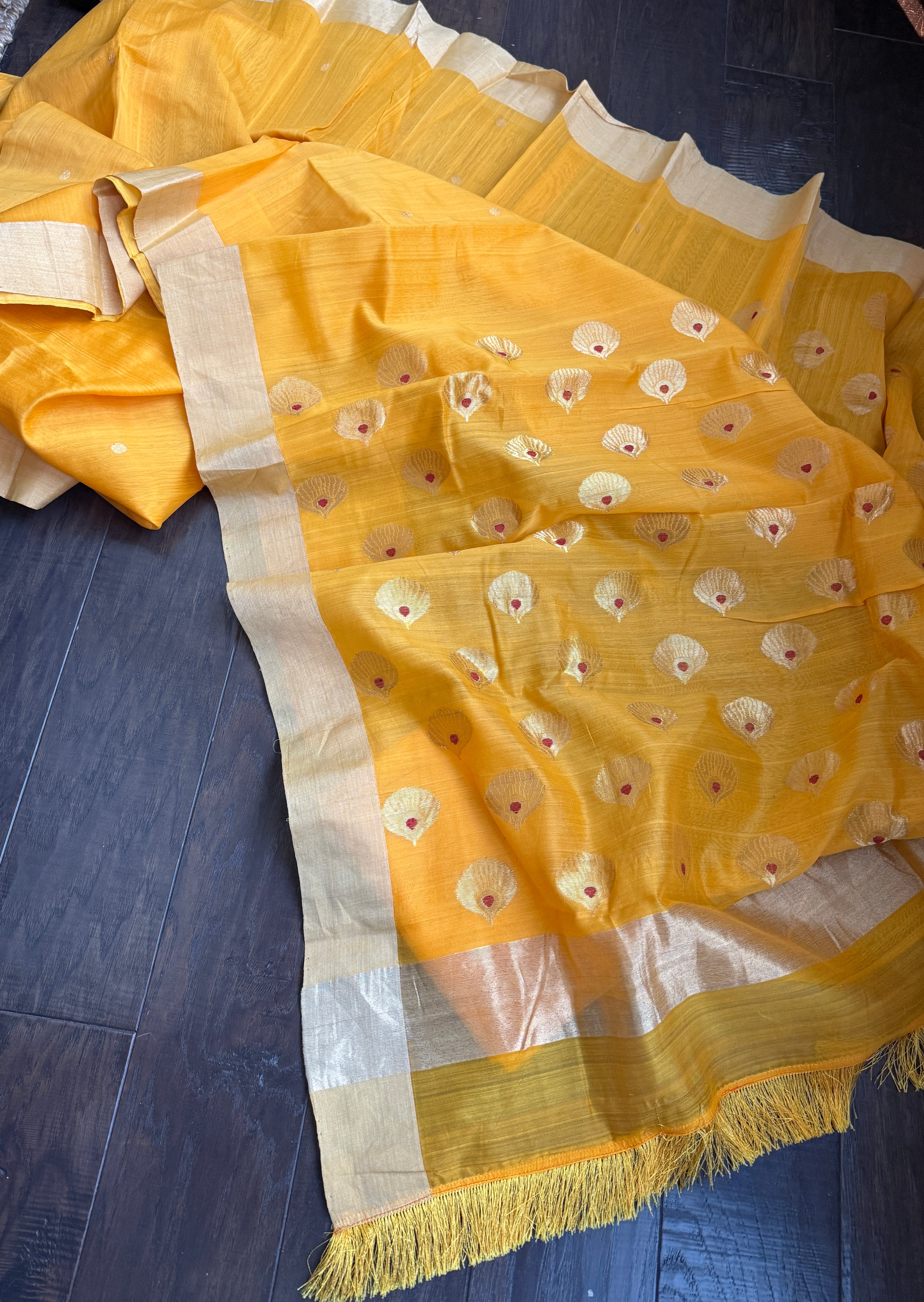 Chanderi Silk Cotton - Mango Yellow Woven