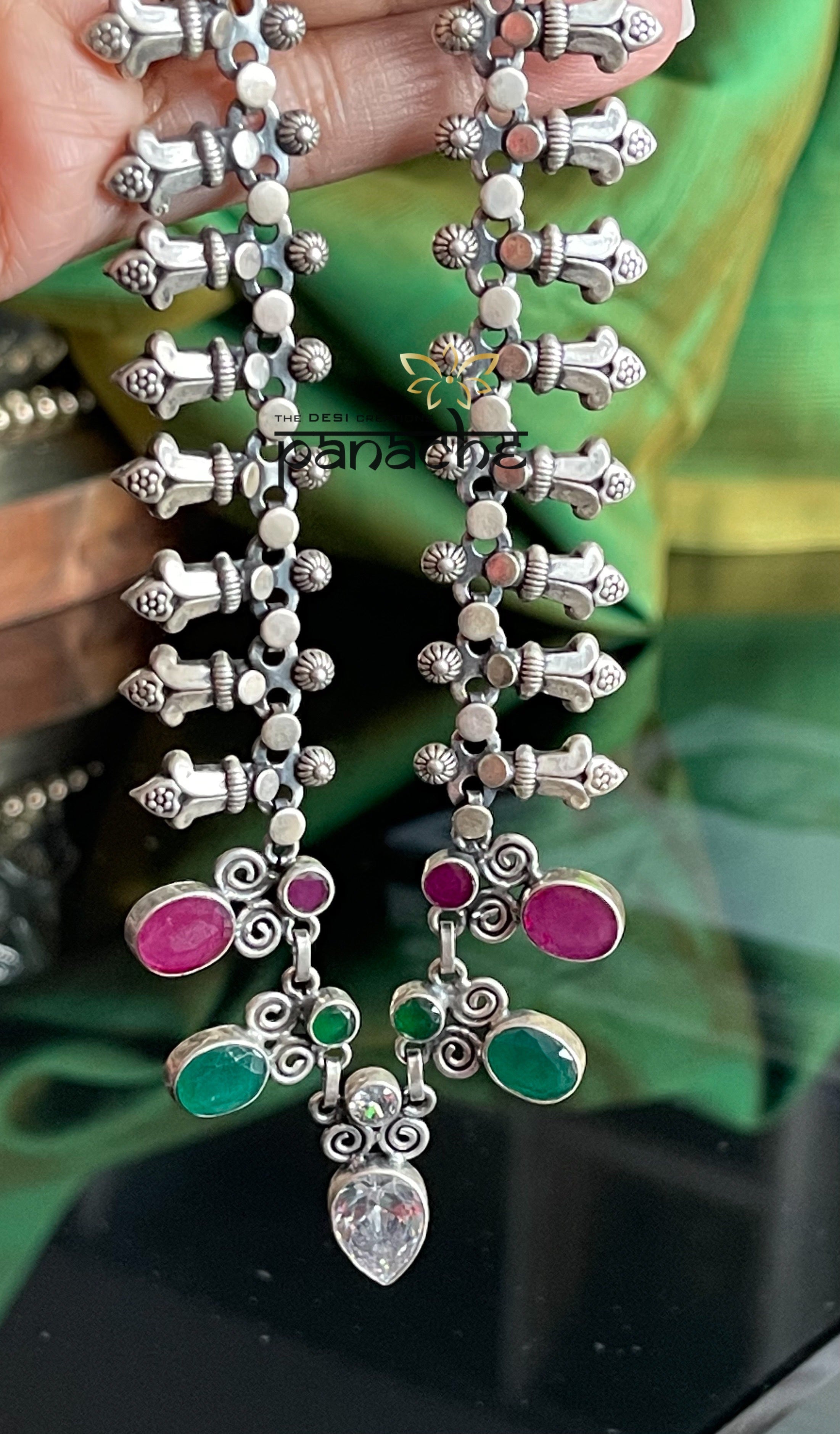 Silver 925 Necklace Earring Set - Temple Stone