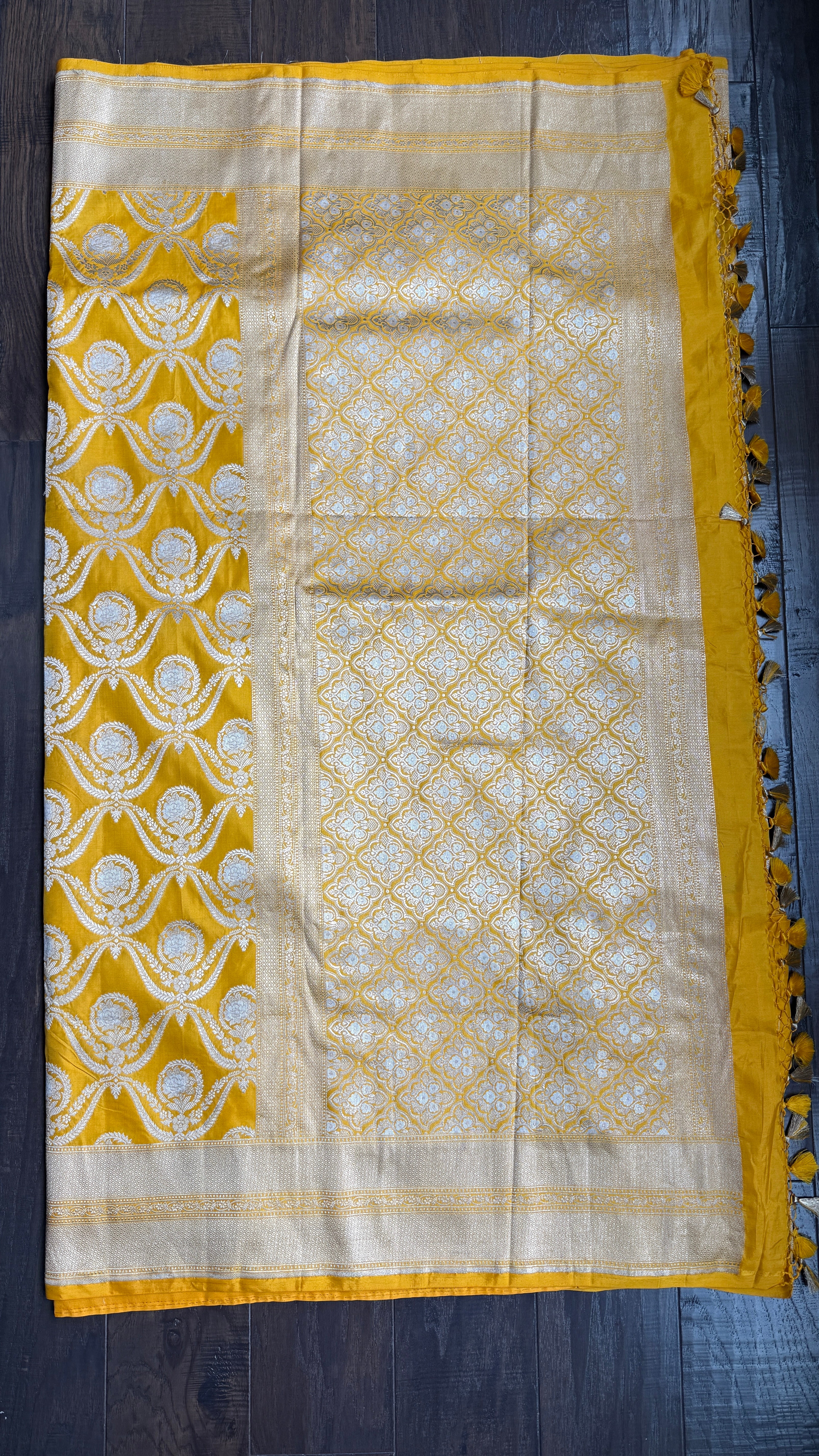Pure Silk Katan Banarasi- Yellow Zari Woven