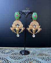 Earring 925 Silver- Statement Green Jade