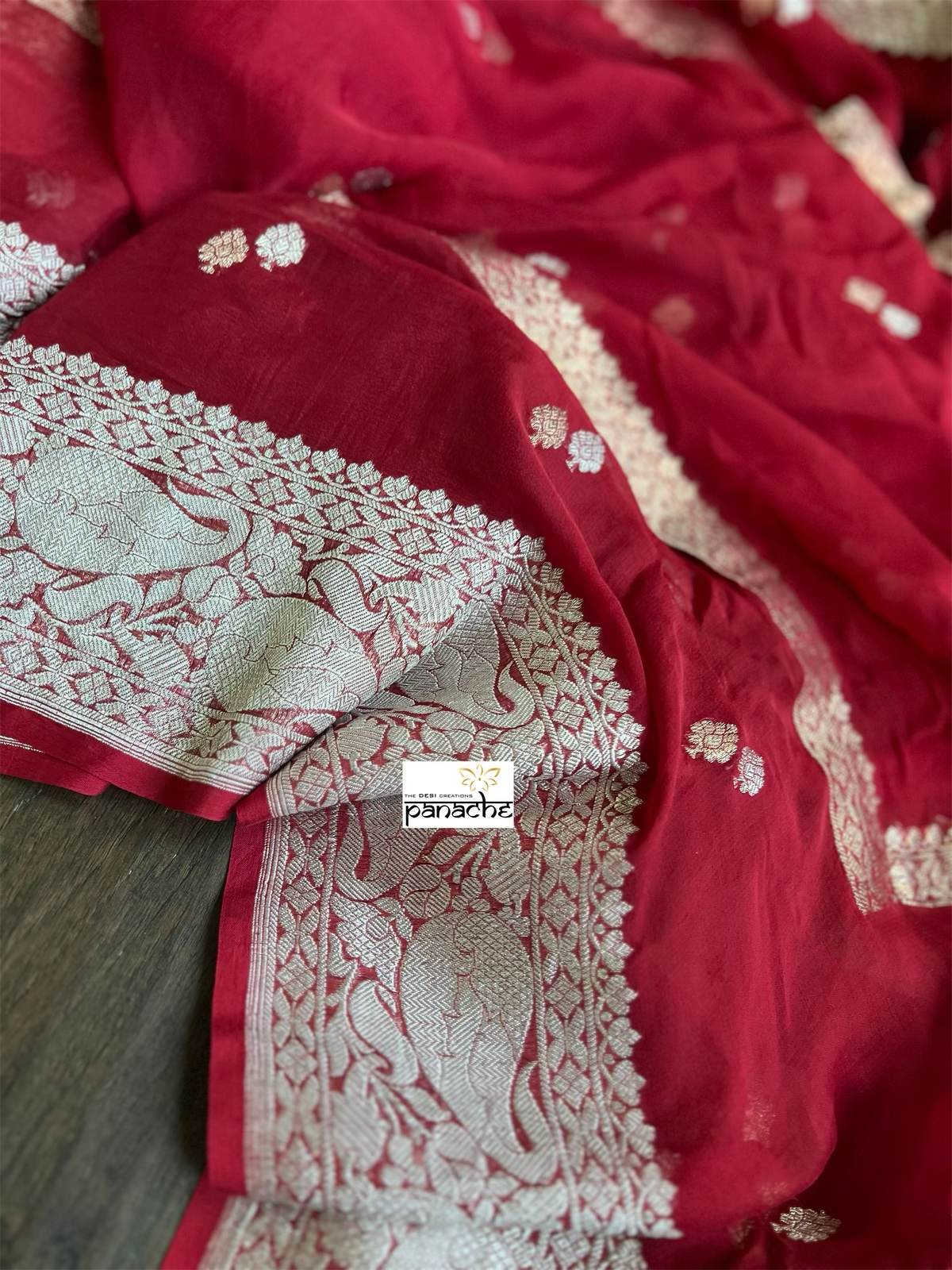 Khaddi Georgette Banarasi - Red