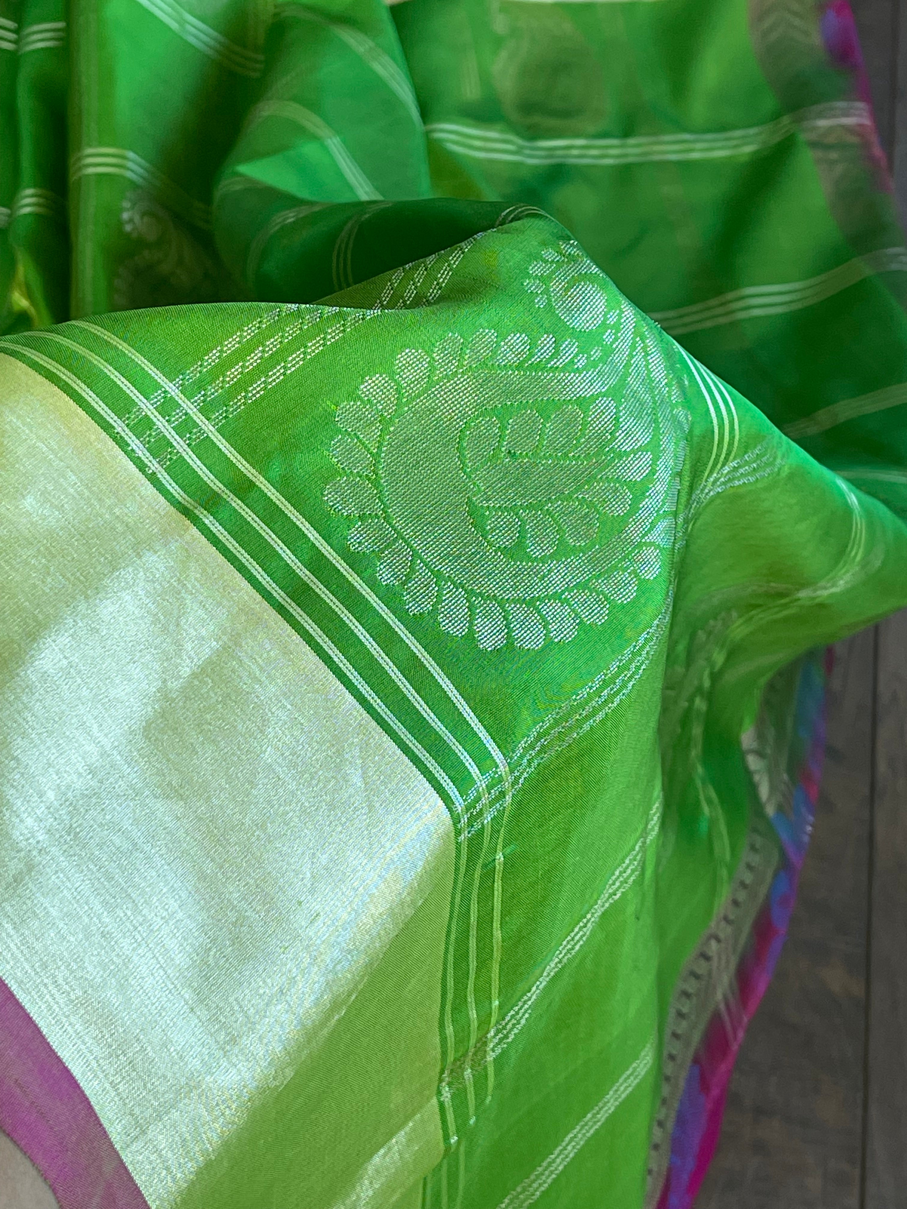 Silk Kanjivaram - Green Checkered