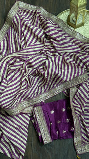 Designer Georgette- Purple Leheriya