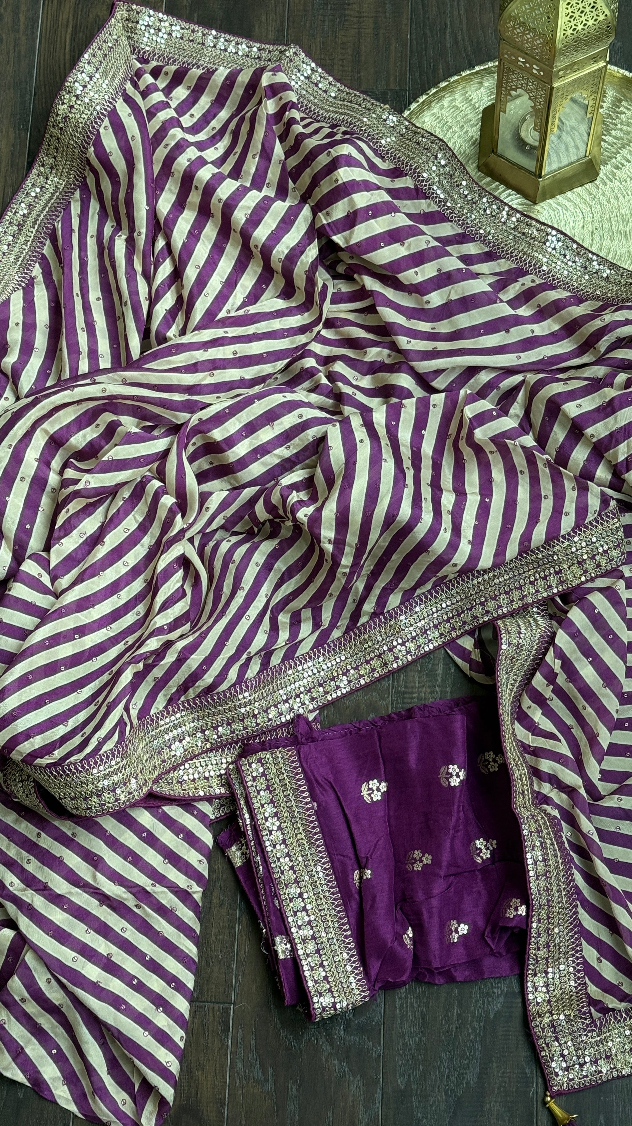 Designer Georgette- Purple Leheriya