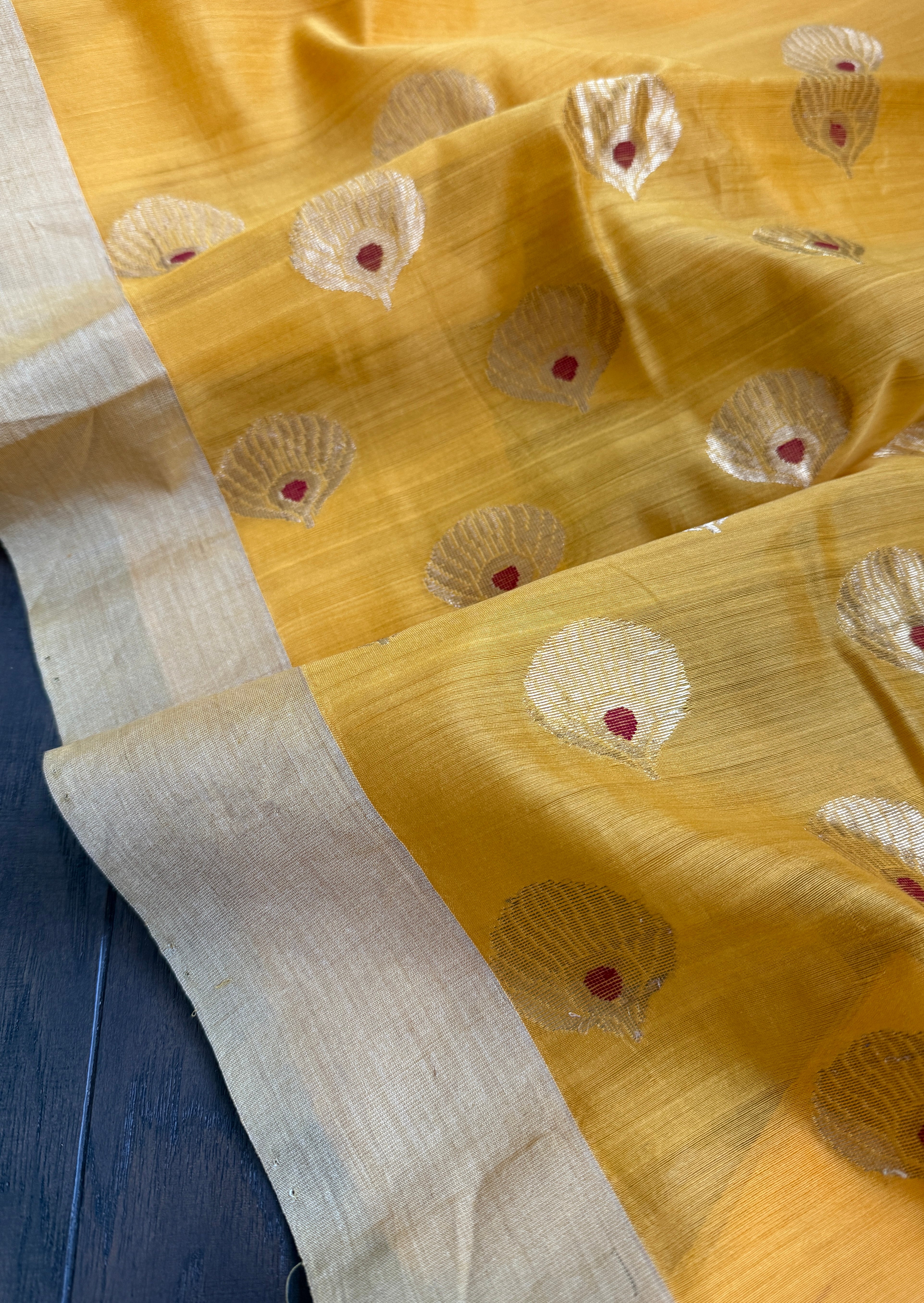 Chanderi Silk Cotton - Mango Yellow Woven