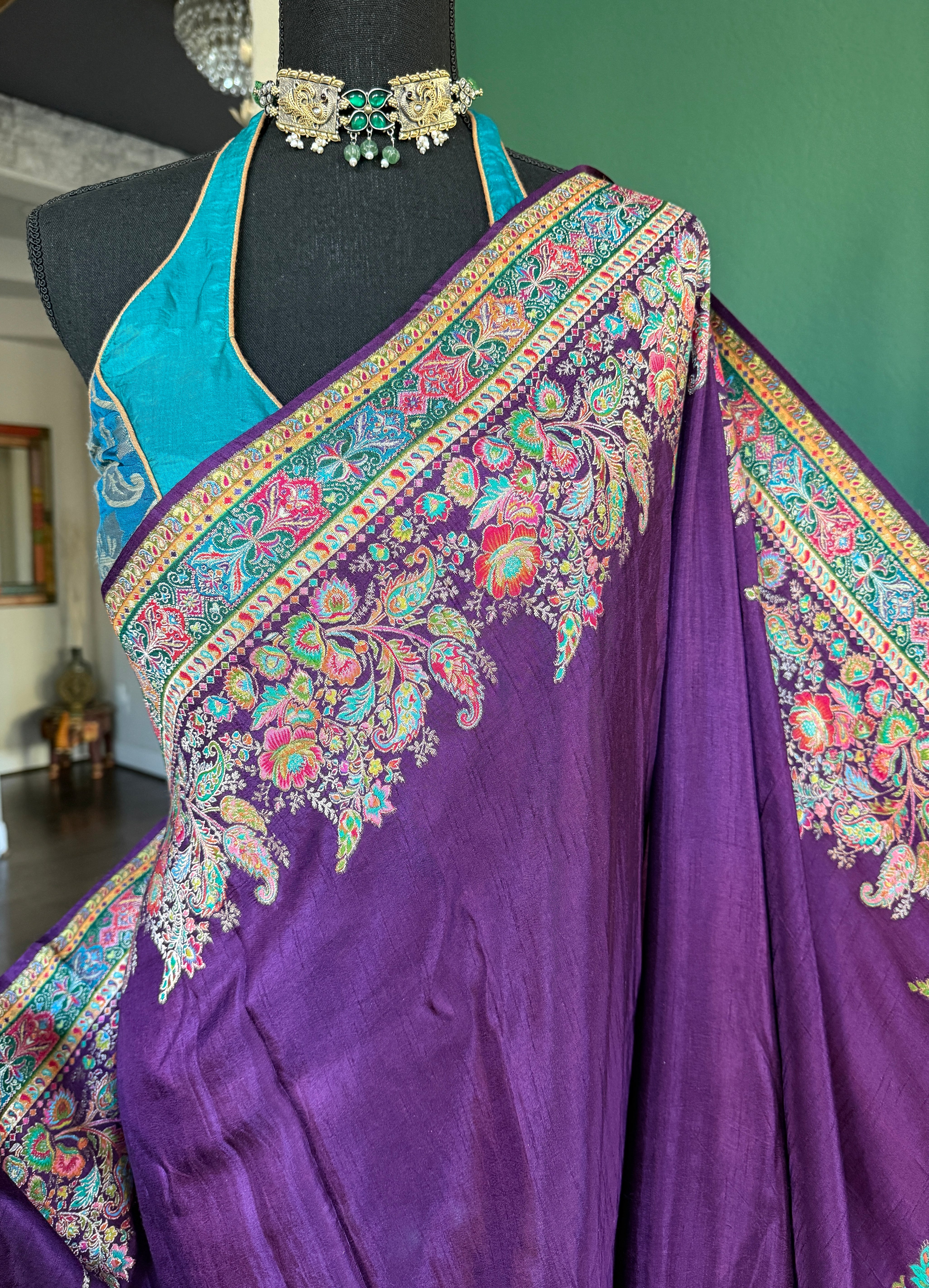 Soft Silk Kani Banarasi - Purple Meenakari