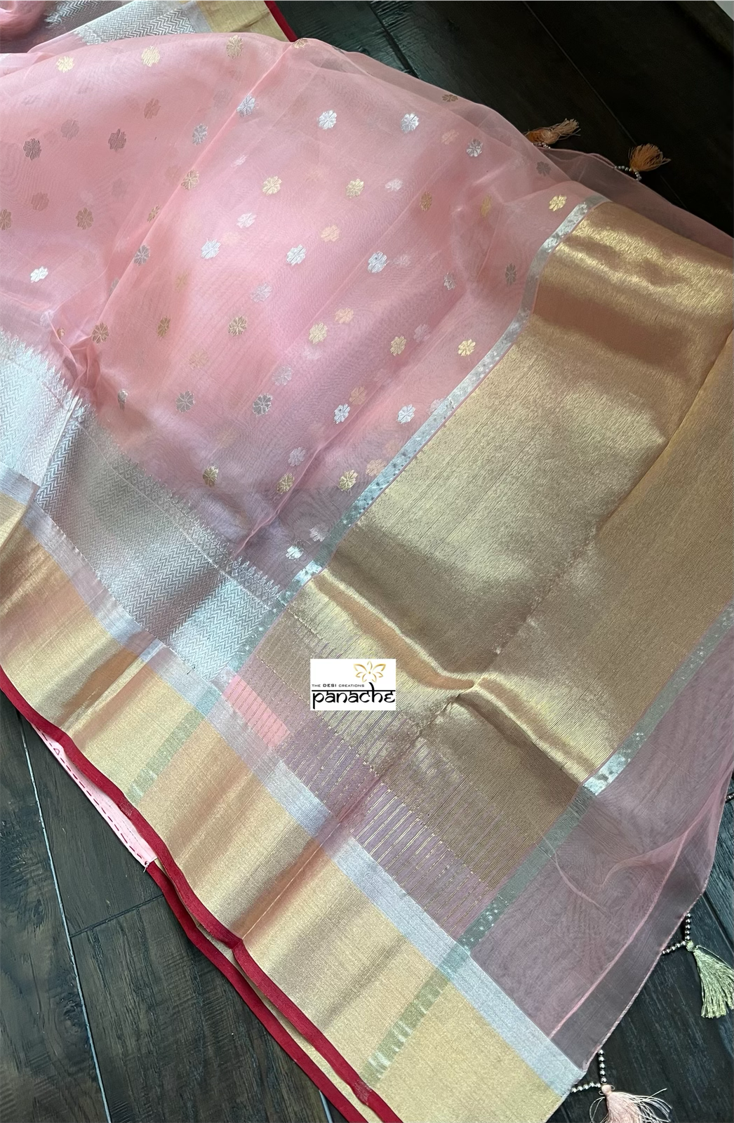 Chanderi Organza Silk - Peach