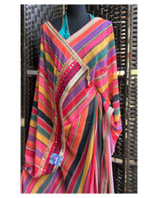 Georgette Designer Inspired Drape - Pink Yellow Purple