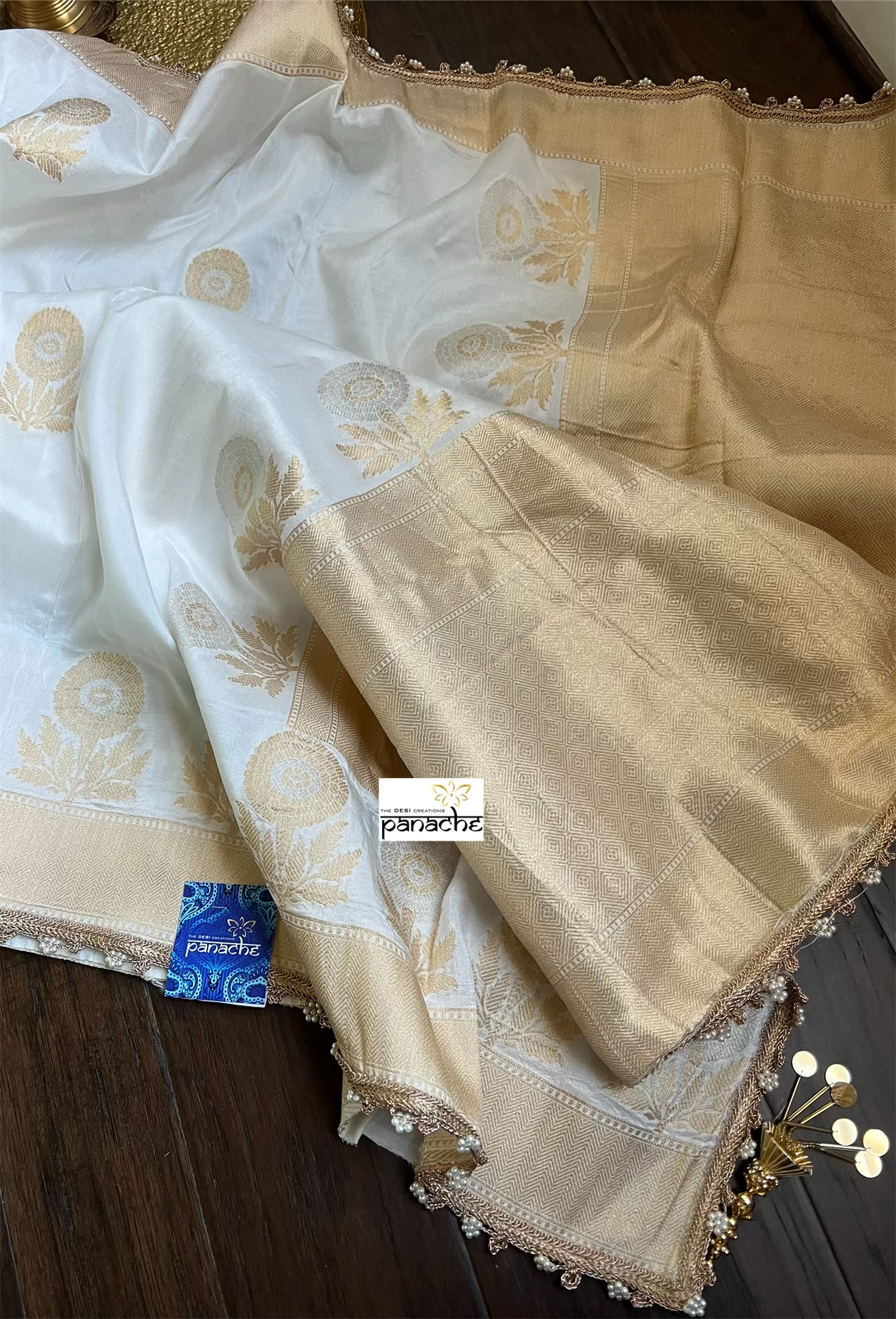 Designer Soft Silk Banarasi- Off White Woven
