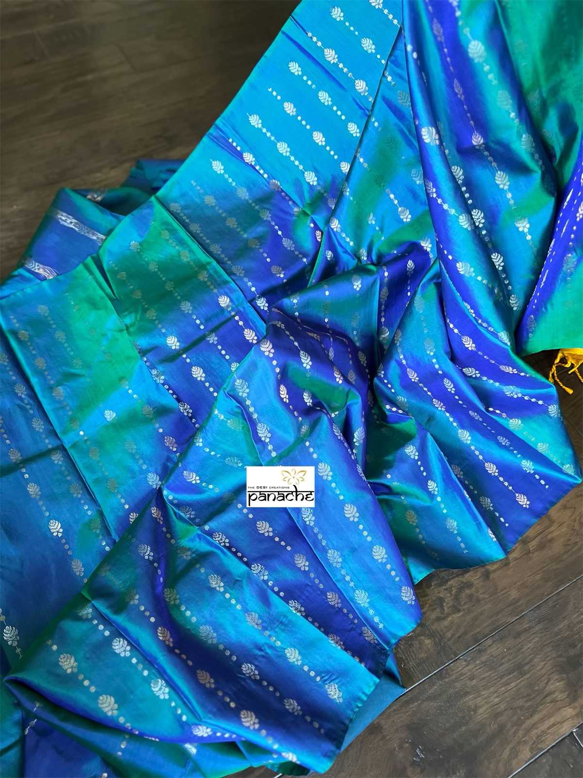 Pure Silk Kanjivaram - Peacock Blue Yellow